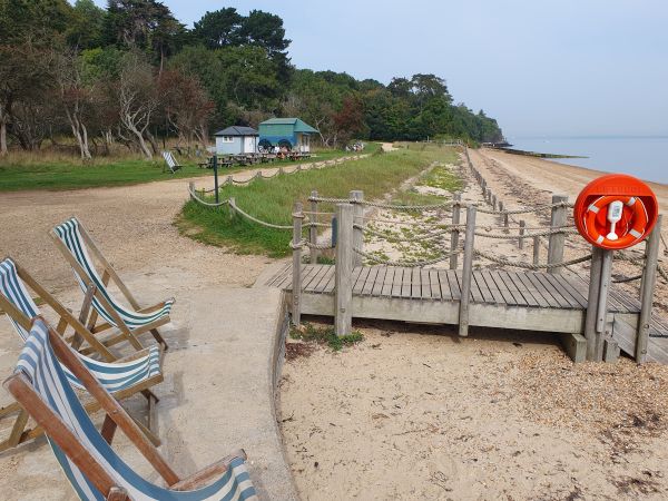 The blocked England Coast Path route at Osborne beach